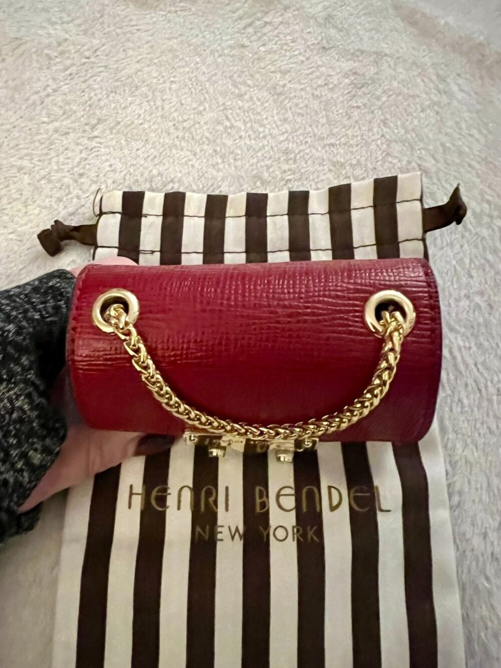 Henri Bendel Red Waldorf Party Bag (Mini Bag) with Dust Bag Like New - Picture 7 of 8